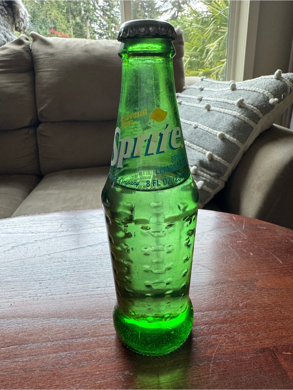 SPRITE Green Dimple Glass Bottle 8oz Soda Pop. Clear Lemon-Lime